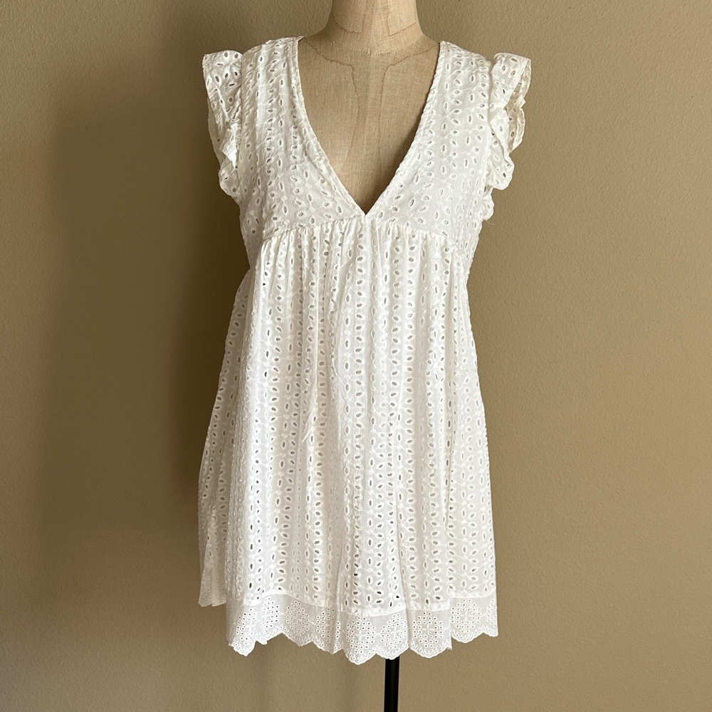 Mustard Seed White Eyelet Ruffle Romper